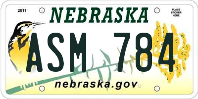 NE license plate ASM784