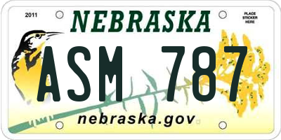 NE license plate ASM787