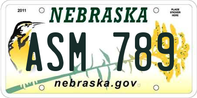 NE license plate ASM789