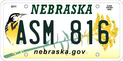 NE license plate ASM816