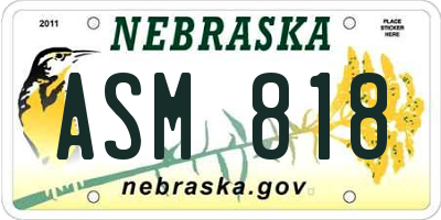 NE license plate ASM818