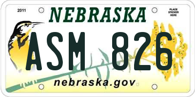 NE license plate ASM826