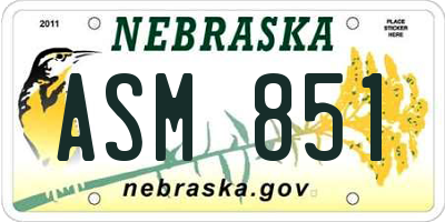 NE license plate ASM851