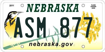 NE license plate ASM877