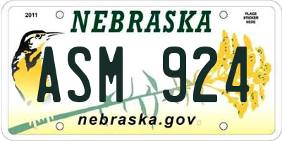 NE license plate ASM924