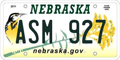 NE license plate ASM927