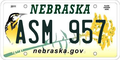 NE license plate ASM957