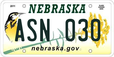 NE license plate ASN030