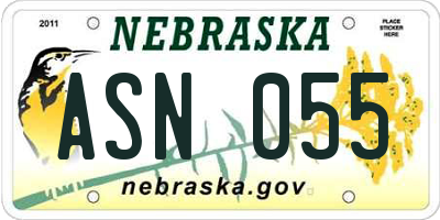 NE license plate ASN055