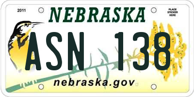 NE license plate ASN138