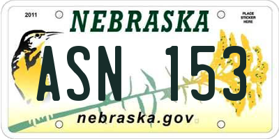 NE license plate ASN153