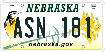 NE license plate ASN181