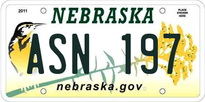 NE license plate ASN197