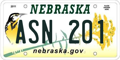 NE license plate ASN201