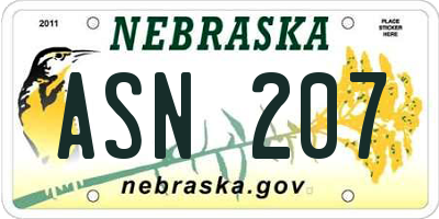 NE license plate ASN207