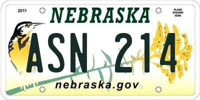 NE license plate ASN214