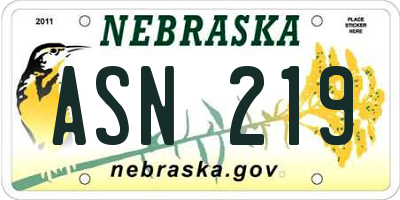 NE license plate ASN219
