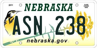 NE license plate ASN238