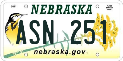 NE license plate ASN251