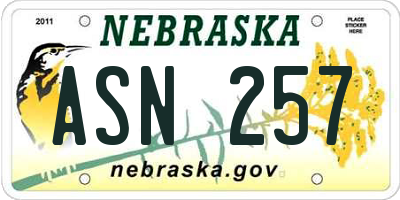 NE license plate ASN257