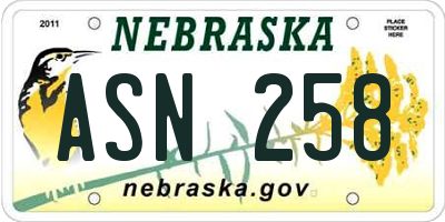 NE license plate ASN258