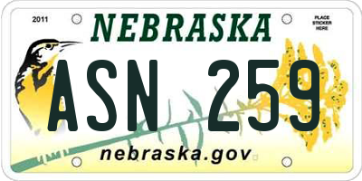 NE license plate ASN259