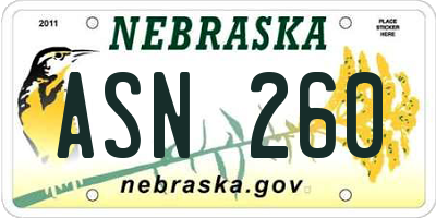 NE license plate ASN260