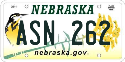NE license plate ASN262