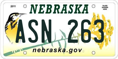 NE license plate ASN263