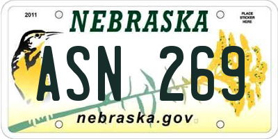 NE license plate ASN269