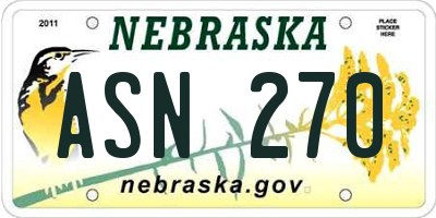 NE license plate ASN270