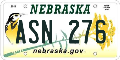 NE license plate ASN276