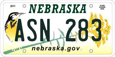 NE license plate ASN283