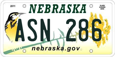 NE license plate ASN286