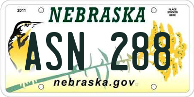 NE license plate ASN288