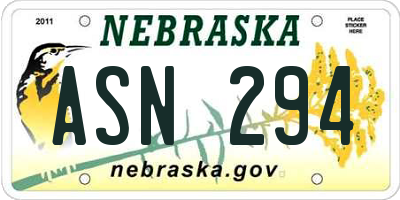 NE license plate ASN294