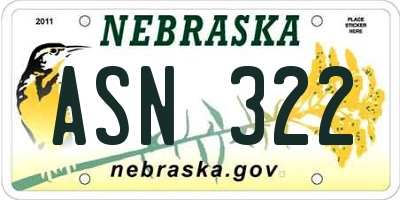 NE license plate ASN322