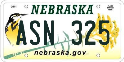 NE license plate ASN325