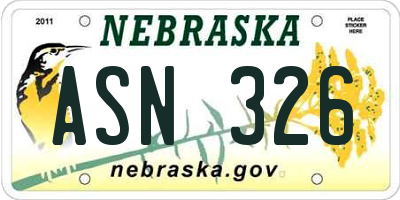 NE license plate ASN326