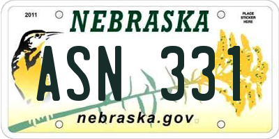 NE license plate ASN331