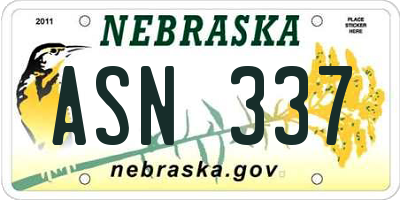 NE license plate ASN337