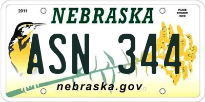 NE license plate ASN344