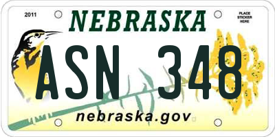NE license plate ASN348