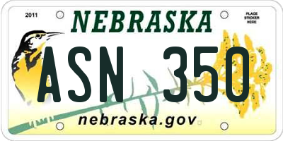 NE license plate ASN350