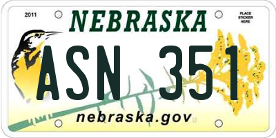 NE license plate ASN351