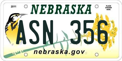 NE license plate ASN356