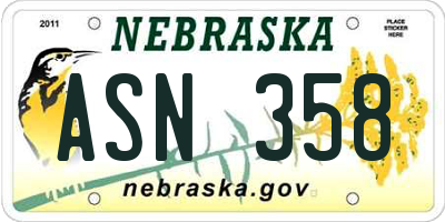NE license plate ASN358