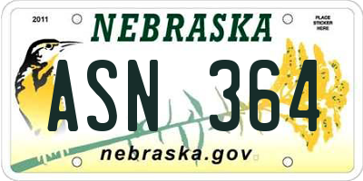 NE license plate ASN364