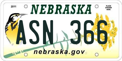 NE license plate ASN366