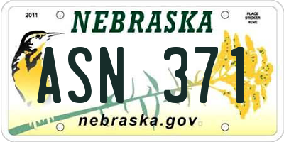 NE license plate ASN371